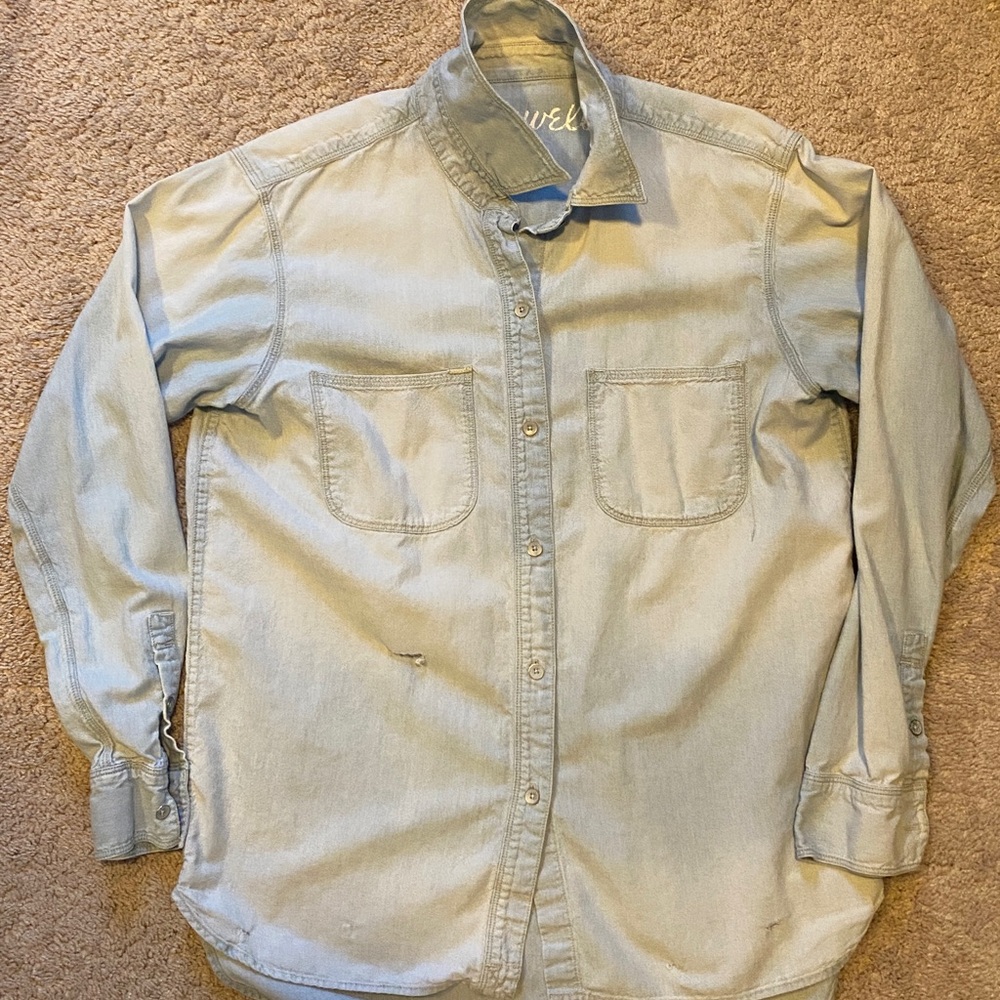 Madewell Sky Blue Denim Top Sz Med
